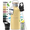 BeMaxx Bottiglia Acqua Termica INOX ACTIVE FLASK + Cannuccia (3 Tappi), Senza BPA, 1l/500ml | Borraccia Isotermica Acciaio - Caldo/Freddo, Ufficio Outdoor Sport Bicicletta viaggio fitness, Caffe Te