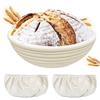 Traxenta Cestino Lievitazione Pane, Cestini Rotondo da Lievitazione 22 cm, Cesto Lievitazione Pan in Rattan, Banneton Bread Proofing Basket per Cucina, con Fodera di Lino