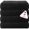 CASA COPENHAGEN Wave Textured, Set di da bagno piccolo asciugamani 6 pezzi - Nero, 550 GSM Rough & Tough Use, Set regalo per il Bagno asciugamani in cotone per il bagno