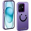 TAUYN Custodia per Vivo Y22/Y22s/Y35 4G, Indietro Faccia Sorridente Modello Desingn Cover, PC Antiurto Ultra Sottile Custodia, Viola