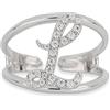 Artlinea, Anello in Argento 925 Sterling, Gioiello Personalizzato con la Lettera L Corsiva, con Pavé Zirconi, Retro Aperto con Misura Regolabile 12-18, Made in Italy