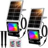 Aigostar - 50W Faro LED Esterno RGB con Telecomando, 4000mAh Batteria di Grande Capacità e Pannello Solare. Faretti Solari Esterno per Interni, Giardini, Cortili, Portici, Impermeabile IP66, 2 Unità