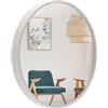 BD ART Specchio da parete rotondo 70 cm con cornice in legno bianca elegante