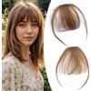 S-noilite Frangia Clip Capelli Veri Frangetta Extension, Frangia Aerea Capelli Umani, 100% Remy Human Hair Bang, 3g Frangetta Francese Capello Veri, Lisci con Tempie Bangs, Marrone Chiaro #6
