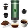 FAMKIT Macchina per caffè espresso portatile 4-6 minuti riscaldamento rapido 15 bar pressione mini macchina da caffè compatibile con capsule e caffè macinato (verde)