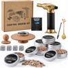 Jettory Kit Affumicatore Whisky Cocktail con Torcia 4 Pietre Granito Regalo Uomo | Regalo Uomo Compleanno, Regalo Papà, Regalo Fidanzato, Kit Barman, Cocktail Set, Old Fashioned, senza Butano