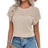 Chicrise T-Shirt Donna Maniche a Pipistrello Crochet Magliette Elegante Pizzo Top Moda Leggero Verde Piccolo 34-36
