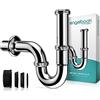 Engelbach® Sifone lavabo bagno - Tubo 85 mm 1 1/4 cromato con manicotto in gomma - Montaggio semplice - Modello universale