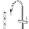 Faustina Rubinetto da Cucina a 3 vie con Doccetta estraibile, Rubinetto da Lavelli per Cucina a doppia leva 2 in 1 per filtro Dell'acqua Osmosi in acciaio inox spazzolato