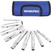 WORKPRO Set di Chiavi a Tubo, Set di Chiavi a Tubo da 9 Pezzi, Chiave a Tubo per Valvole Doccia, Chiave a Tubo per Riparazioni Fai-da-te e Auto, con Barra di Torsione e Borsa di Stoccaggio