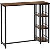 HOMCOM Tavolo da bar tavolo alto da cucina con ripiani - 120 x 40 x 105 cm - base in acciaio nero marrone