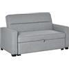 DecHome - Divano Letto 2 Posti a 1 Piazza in Tessuto Seduta e Schienale a 3 Reclinazioni 154x87x89cm Grigio