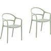 Rebecca Mobili Set 2 Sedie Impilabili, Sedie da Giardino, Verde Chiaro, Polipropilene, Salvaspazio, Design Moderno, per Casa Esterno - Misure HxLxP: 81 x 57 x 51,5 cm - Art. RE7193V2M2