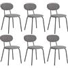JZGORC Set di 6 Sedie da Pranzo, Sedia da Cucina Impilabile, Sedia da Pranzo Oderna Imbottita con Gambe in Metallo Nero per Soggiorno, Sala da Pranzo, Cucina, Camera da Letto - Grigio Scuro