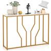 COSTWAY Tavolo Consolle 110cm, Tavolo da Ingresso con Piano Effetto Marmo, Struttura in Metallo, per Soggiorno, Corridoio, Ingresso