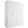 AVANTI TRENDSTORE - Paciano - Armadio con 4 ante a battente e 2 cassetti, in legno laminato nel colore bianco lucido. Dimensioni LAP ca. 162,2x200x58cm
