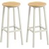 VASAGLE Set di 2 Sgabelli da Bar, Sedie da Cucina, Struttura in Metallo, Montaggio Facile, Alto 74 cm, con Poggiapiedi, per Cucina, Soggiorno, Sala da Pranzo, Rovere Dorato e Bianco LBC132Y01