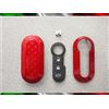 Car Passion TOPBEST Cover Chiave Guscio + Tasti TASTINI in Gomma + Gancio Portachiavi Compatibile con Fiat 500 Grande Punto Evo Bravo Panda 500L Lancia Y YPSILON MUSA Delta SCOCCA Rosso Rubino