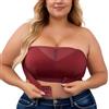 Adigau Reggiseno a Fascia da Donna Taglie Forti Reggiseni Senza Spalline Multifunzione Senza Ferretto Fibbia Anteriore Senza Imbottito Reggiseno Elasticizzato Rosso L