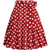 Generisch 2025 - Gonna fasciata da donna, stile francese retrò, casual, alla moda, a pois, con cintura più lunga nera, Colore: rosso, XXL