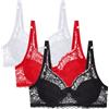 Generico Donna Reggiseni Basic Push Up Imbottito di Pizzo Reggiseno Taglie Forti Senza Ferretto Reggiseno con Spalline Regolabili Senza Cuciture Sportivi Regiseno Nero Lingerie Comodo Bralette Intimo Moda Top