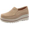 Generisch Scarpe da donna in pelle scamosciata, colore marrone, per il tempo libero, comode scarpe da trekking elevate, leggere, piattaforma, beige., 38 EU
