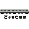 ScarMaxx - Set di canalette di drenaggio A15 - Canaletta per Pavimenti - Drenaggio dell'Acqua piovana - Canaletta di drenaggio - Piatto - Plastica - Altezza 115 mm - in Acciaio zincato - 1m