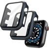 OFFCUP 2 Pezzi Cover per Apple Watch Series 3 / Series 2, 38mm con Vetro Temperato, Copertura Completa Custodia Rigida HD Clear Pellicola Protettiva (Blu Notte)
