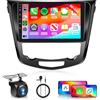 Hodozzy 4GB+64GB Android Autoradio per Nissan X-Trail Qashqai J11 Rouge 2014-2018 Carplay Android Auto Wireless, Hodozzy 10,1 Pollici Touch Screen Stereo 2 Din GPS, WiFi, Bluetooth, DSP, FM/RDS+Retrocamera