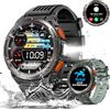 AdivaX Smartwatch Militare Uomo Impermeabile 3ATM con Torcia LED, 1,45 HD Rugged Smartwatch Orologio con Chiamate, Fitness Tracker con 110+ Modalità Sport Bussola Altitudine Barometro SpO2 per Android iOS