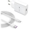 VoltWave Caricabatterie rapido USB-C 18W per Samsung Galaxy A15 A14 A13 A12 A04S A05S A35 A25 S21 S20 S10 S9, Compatibile con Xiaomi Redmi 10C 10 Note 11S 10 Pro Mi 8 Mi 9 Mi 10, con cavo USB C da 2 m (Bianco)