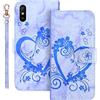 Auslbin Cover per Xiaomi Redmi 9A / 9AT / 9i (6.53 Pollice) Custodia Libro Protettiva in PU Pelle Portafoglio Cuore Modello per Xiaomi Redmi 9A / 9AT / 9i (Blu)