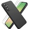 Ikziwreo Cover per Samsung Galaxy A56 5G, 2 Proteggi Schermo in Vetro Temperato,Custodia in Silicone Morbido TPU Liquido,Case Protettiva Gomma Antiurto - Nero