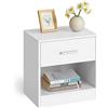 VASAGLE Comodino, Tavolino con Cassetto, Maniglia, Scomparto Aperto, per Camera da Letto, Soggiorno, Bianco Classico LET619T14