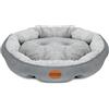 Nobleza Cuccia Cane Interno, Cuscino Rotonda Lavabile per Cani Taglia Grande, Lettino Ciambella Morbida per Animali, Anti-Scivolo, Lati Rialzati, Grigio, Ø80 x 18 cm