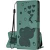 U.DARELIKE Cover Compatibile con iPhone 12 Pro Max Custodia Pelle Portafoglio a Libro Elefante Disegni Slot per Schede 3D Cuore Magnetica Flip Cover Funzione di Supporto per iPhone 12 Pro Max Verde Scuro
