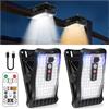 VOPHICHO 2 luci solari per esterni, 2 pezzi di luci solari con clip con sensore di movimento, 70 LED, 3 temperature di colore, USB e telecomando, lampada solare impermeabile per recinzione