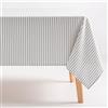 GAMUSI Tovaglia antimacchia rettangolare tessuto cotone impermeabile a righe grigie, 160 x 100 cm