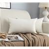 GIRASOLE HOME Coppia Federe Cuscini in Simil Lino Antiacaro e Ipoallergenico Per Divano e Letto Copricuscini Arredamento Casa con Zip Invisibile 2 pezzi (30x50cm, Panna)