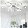 QINGYING Fiore Ventilatore Da Soffitto Con Luce E Telecomando, Lampadario Ventilatore Silenzioso LED Dimmerabile , Plafoniera Con Ventilatore 6 Velocità DC Funzione Di Memoria Per Camera Da Letto, Bianco