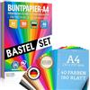 ELES VIDA Carta colorata A4, 180 fogli, 40 colori assortiti, 80 g/m², carta di alta qualità per bricolage, fai da te, creatività, arte, lavoretti manuali e set per bambini, ideale per progetti artistici