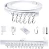 FOGAWA 3m Binario per Tende da Soffitto con 24 Ganci, Flessibile, Curvo, Binario a Soffitto PVC, Sistemi di Scorrevole Binario Tende da Doccia, Divisori per Ambienti, per Camper e Barche, Bianco