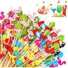CIYIN 100 Pezzi Bastoncini Cocktail, Stecchini per Aperitivo, 12 cm Stuzzicadenti in Legno per Frutta con Motivo Tropicale, Stuzzicadenti Decorativi, per Antipasti Frutta Dessert