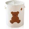 YFNHOME Cesto Portabiancheria Sporca Grande, 58L Cesto Biancheria Sporca per Bagno in Tela con Maniglie, Cesta porta Giochi porta Giochi Bambini Portagiochi Camera da Letto per Salvaspazio Lavanderia, Orso