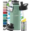 BeMaxx Bottiglia Acqua Termica INOX ACTIVE FLASK + Cannuccia (3 Tappi), Senza BPA, 1l/500ml | Borraccia Isotermica Acciaio - Caldo/Freddo, Ufficio Outdoor Sport Bicicletta viaggio fitness, Caffe Te