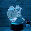 Deluisho Lampade 3D Rugby, Luce Notturna del Pallone da Rugby, 16 Colori di Luce Senza Commutazione, Base in Plastica Ecologica con Pannello Luminoso in Acrilico, Tensione Sicura di 5V, Regalo a