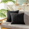 CaliTime Copricuscini e federe Confezione da 2 Fodere per Fodere per Cuscini Supersoft Fodera per Velluto a Coste con Strisce di Entrambi i Lati 60 cm x 60 cm Nero