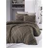 Nuit Des Rêves Ranforce Double Quilt Cover Set (200 x 200 cm), 100% cotone, 145 thread Count, lavabile in lavatrice, marrone/bianco e nero/arancione, elegante e confortevole