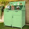 Soweiz Armadio da giardino in legno con ripiani, per esterni, giardino, terrazza, balcone, casetta degli attrezzi, mobili da giardino, verde, 100 x 45 x 154 cm