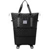 Dokeno Borsa da Viaggio Pieghevole con Ruote Rimovibili, Borsone Pieghevole Espandibile con Ruote per Viaggi, Borsa Weekender da Viaggio con Scomparto Bagnato per Sport, Fitness e Viaggi (noir)